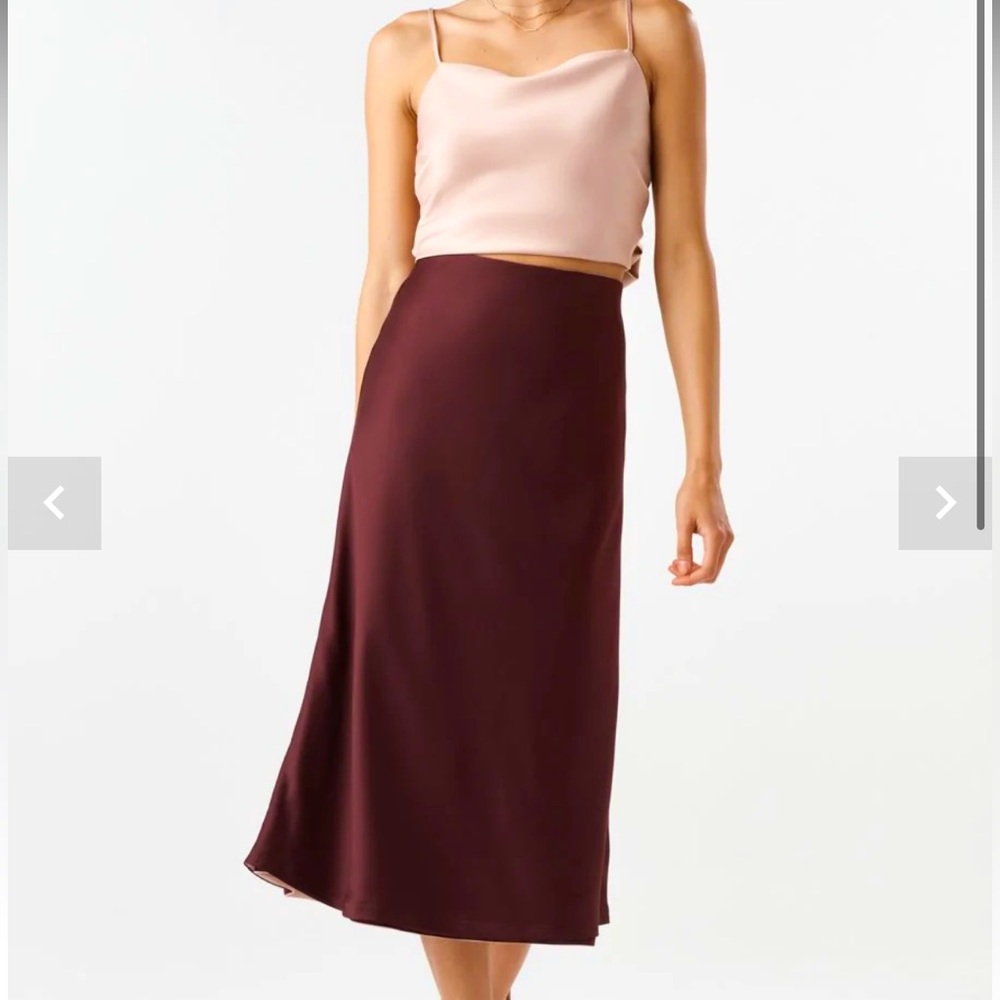 Vetta Reversible Satin MIDI Skirt - Wine and Champagne